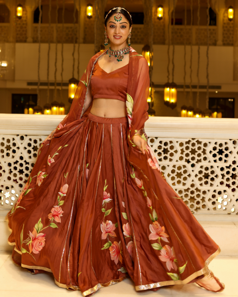 Indian women wearing Designer lehenga set

